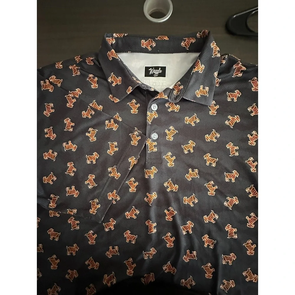 Waggle Golf Polo Shirt Mens 3XL Tiger Print Performance Stretch Athletic AOP - Picture 5 of 7